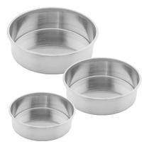 Jogo 3 Formas Bolo Redondas Confeiteiro Alumínio 18, 20 e 22 cm Jogo 3 Formas Bolo Redondas Confeiteiro Alumínio 18, 20 e 22 cm