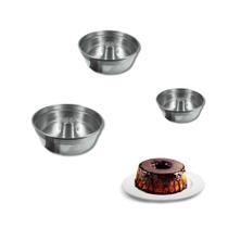 Jogo 3 formas de bolo pudim n12 n14 n16 alumínio resistente