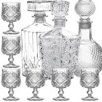 Jogo 3 Frascos Vidro Licoreira + 6 Mini Cálices Cristal Lapidada Whisky Licor Decoração Jogo 3 Frascos Vidro Licoreira + 6 Mini Cálices Cristal Lapidada Whisky Licor Decoração