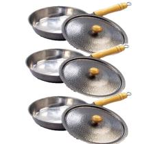 Jogo 3 Frigideiras Alumínio Fundido Craqueada 20 E 25 Cm