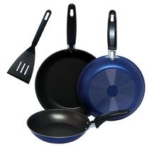 Jogo 3 Frigideiras Antiaderente 18, 20 e 22 + Espátula Azul