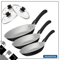 Jogo 3 Frigideiras Tramontina 16 20 24 Antiaderente C Tampa