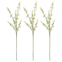 Jogo 3 Hastes Flor Orquídea Chuva de Ouro Artificial Branca 50cm - MC Flores