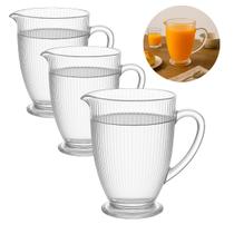 Jogo 3 Jarras Vidro Canelado Resistente 1,3 Litro Bebidas Design Sofisticado