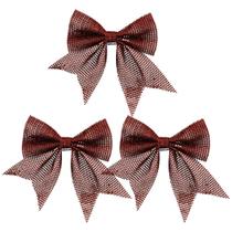 Jogo 3 Laços Telado Glitter e Lantejoula Vermelho Natal 10cm - Magizi Jogo 3 Laços Telado Glitter e Lantejoula Vermelho Natal 10cm - Magizi