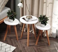 Jogo 3 Mesinhas Tabriz Cabeceira Branco Canto Lateral Sofá Jogo 3 Mesinhas Tabriz Cabeceira Branco Canto Lateral Sofá