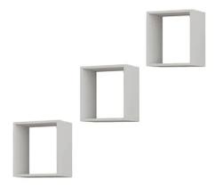 Jogo 3 Nichos 30x30x10 Mdf Branco Decorativo Livros Infantil