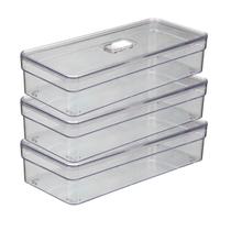 Jogo 3 Organizadores Retangular C/ Tela Para Guardar Alimentos