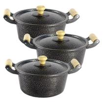 Jogo 3 Panela Alumínio Batido Craqueado Fundido N 14 16 E 18