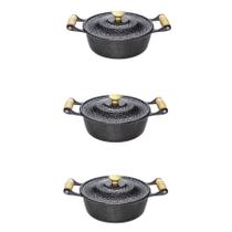 Jogo 3 Panelas Alumínio Batido Craqueada 26 -28 -30cm jogão