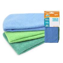 Jogo 3 pano p/ limpeza cozinha vidro pia microfibra flanela