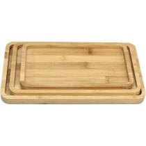 Jogo 3 Para Servir Bandejas Homeco Retangular Bambu Natural Jogo 3 Para Servir Bandejas Homeco Retangular Bambu Natural