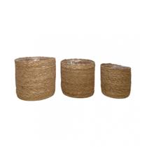 Jogo 3 Pcs Cesto Cilindricos Mini Revestidos Em Fibra Natural