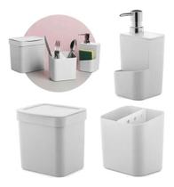 Jogo 3 Pçs De Cozinha Pia Trium Porta Detergente Lixeira Jogo 3 Pçs De Cozinha Pia Trium Porta Detergente Lixeira