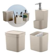 Jogo 3 Pçs De Cozinha Pia Trium Porta Detergente Lixeira Jogo 3 Pçs De Cozinha Pia Trium Porta Detergente Lixeira