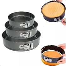 Jogo 3 Pçs Forma Bolo Torta Fundo Removivel Redonda Lorben