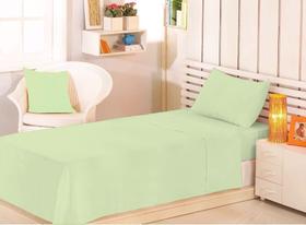 Jogo 3 peças cama solteiro lençol veste cama box hotel pousada quarto 0,88x1,88x0,30 e 1x fronha-verde-claro