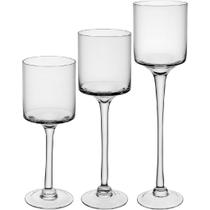 Jogo 3 peças castiçal porta velas decorativo home&co eco crystal transparente Jogo 3 peças castiçal porta velas decorativo home&co eco crystal transparente
