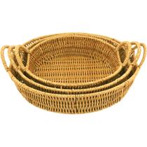 Jogo 3 Peças Decorativa Organizadora Cesta Plástico Natural