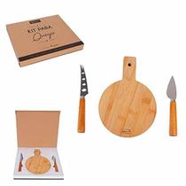 Jogo 3 peças para queijo madeira chefe