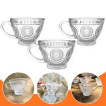 Jogo 3 Peças Xícaras de Café Expresso, Canecas Zara Vidro 220ml Transparente Resistente Elegante Para Casa Escritorio Jogo 3 Peças Xícaras de Café Expresso, Canecas Zara Vidro 220ml Transparente Resistente Elegante Para Casa Escritorio