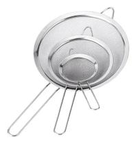 Jogo 3 Peneiras Aço Inox Luxo P M G Utensílios De Cozinha