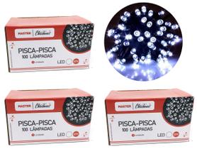 Jogo 3 Pisca Pisca 100 Lâmpadas LED Branco 8 Funções 127V Total 300 Lâmpadas - Master Christmas Jogo 3 Pisca Pisca 100 Lâmpadas LED Branco 8 Funções 127V Total 300 Lâmpadas - Master Christmas
