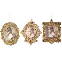 Jogo 3 Porta Retrato Decorativo Glitter Dourado Para Árvore Natal 10cm - Magizi Jogo 3 Porta Retrato Decorativo Glitter Dourado Para Árvore Natal 10cm - Magizi