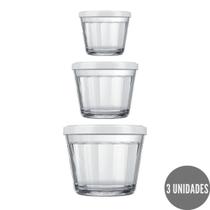 Jogo 3 Potes 600ml, 350ml e 150ml Papinha Vidro Americano Jogo 3 Potes 600ml, 350ml e 150ml Papinha Vidro Americano