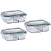 Jogo 3 Potes 640ml Divisória Hermético Marmita Microondas Jogo 3 Potes 640ml Divisória Hermético Marmita Microondas