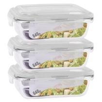 Jogo 3 Potes 640ml Vidro Hermético Anel Vedação