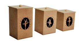 Jogo 3 Potes Bebê Bailarina MDF Madeira Jogo 3 Potes Bebê Bailarina MDF Madeira