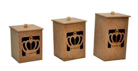 Jogo 3 Potes Bebê Coroa Kit Higienico Mdf Cru Jogo 3 Potes Bebê Coroa Kit Higienico Mdf Cru