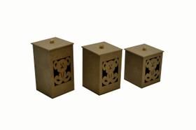 Jogo 3 Potes Bebê Ursinho Kit Higienico Mdf Cru Jogo 3 Potes Bebê Ursinho Kit Higienico Mdf Cru