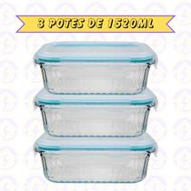 Jogo 3 Potes Canelado 1520ml Airfryer Microondas Freezer