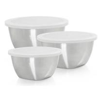 Jogo 3 Potes com Tampa Aço Inox Gourmet Mix Organização Cozinha Jogo 3 Potes com Tampa Aço Inox Gourmet Mix Organização Cozinha