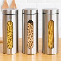 Jogo 3 Potes de Vidro Inox Hermético com Visor 1,8L Mimo Style Cozinha Organizada Jogo 3 Potes de Vidro Inox Hermético com Visor 1,8L Mimo Style Cozinha Organizada