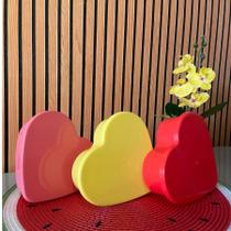 Jogo 3 Potes Formato Coração 450ml Plástico Cores Organização de mantimentos