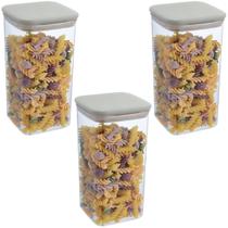 Jogo 3 Potes Hermetico Mulituso P/ Mantimentos Cozinha 1300ml