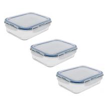 Jogo 3 Potes Herméticos 1,5L Freezer Reutilizável Refratário Jogo 3 Potes Herméticos 1,5L Freezer Reutilizável Refratário