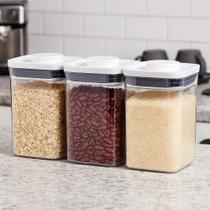 Jogo 3 Potes Herméticos para Alimentos Oxo Pop 2.0 Quadrado 1L Vedação Perfeita Jogo 3 Potes Herméticos para Alimentos Oxo Pop 2.0 Quadrado 1L Vedação Perfeita