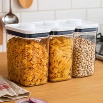 Jogo 3 Potes Herméticos para Alimentos Oxo Pop 2.0 Retangular 1,6L Vedação Perfeita