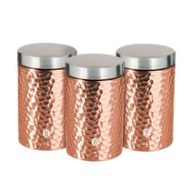 Jogo 3 Potes Multiuso Inox 18cm Rose Gold Berlinger Haus Porta Mantimentos Condimentos Alimentos Cozinha Armazenar Organizar Potinhos