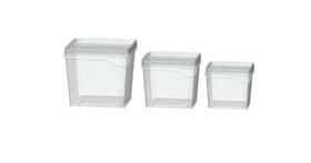Jogo 3 Potes Organizador Quadrado 250,450,800Ml Transparente Jogo 3 Potes Organizador Quadrado 250,450,800Ml Transparente