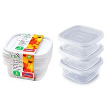 Jogo 3 potes porta mantimentos 580ml plástico Vasilha marmita tapoer tapuer tupperware plasútil