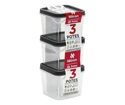 Jogo 3 Potes Quadrado Multiuso Pp 250ml - Nitron Jogo 3 Potes Quadrado Multiuso Pp 250ml - Nitron