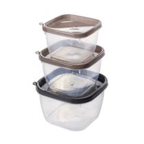Jogo 3 potes trio conect quadrado tampa organzador marmita vasilha plastico Jogo 3 potes trio conect quadrado tampa organzador marmita vasilha plastico