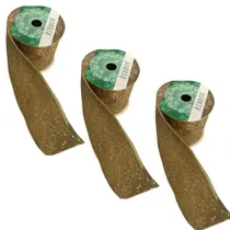 Jogo 3 Rolos de Fita Glitter Dourado Bordas Aramadas Natal / Eventos 5mx6cm