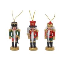 JOGO 3 SOLDADOS QUEBRA NOZES NATALINO EM MADEIRA - 8,5cm