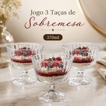 Jogo 3 Taças de Sobremesa 370ml Vidro Brescia Para Sorvete Doces - Jogo 3 Taças de Sobremesa 370ml Vidro Brescia Para Sorvete Doces -